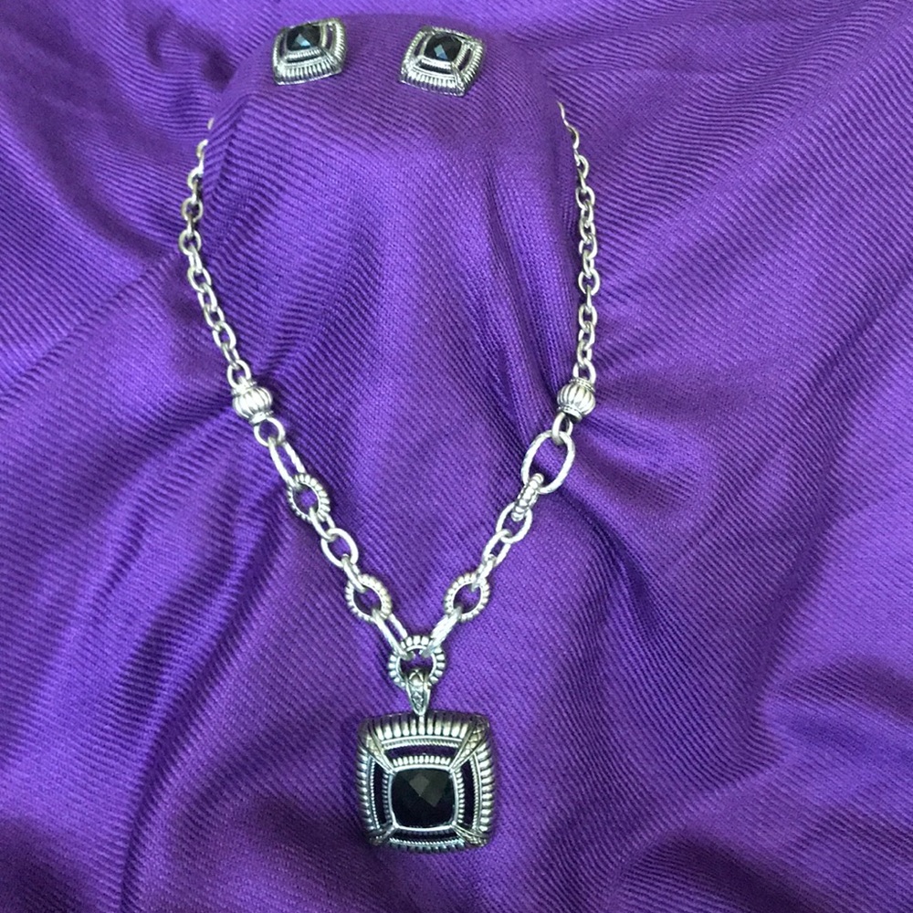 Black stone jewelry set